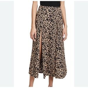 Plus Reformation Zoe Leopard Print‎ Crepe Midi Skirt Sz 22